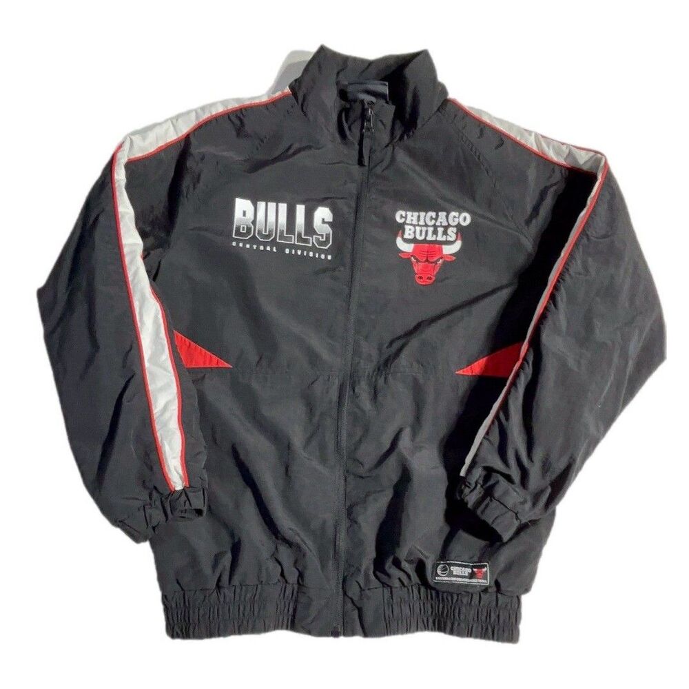 NBA Starter Chicago Bulls windbreaker jacket in black and red Kids Size 11/12